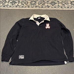 Psycho Bunny Black and Cream Rugby Shirt